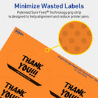 Avery Printable Oval Labels, Sure Feed Technology, 2" x 3-1/3", Bright Orange Labels, Print-to-The-Edge, Laser/Inkjet Printable, 320 Total, Great for Soaps and Candles 320 labels