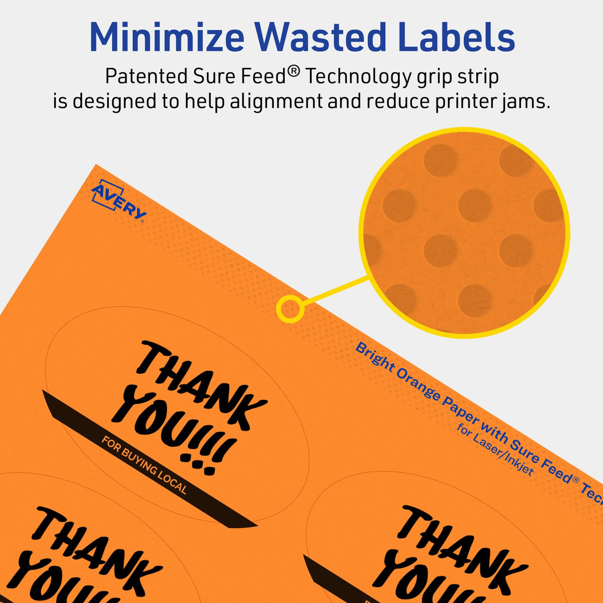 Avery Printable Oval Labels, Sure Feed Technology, 2" x 3-1/3", Bright Orange Labels, Print-to-The-Edge, Laser/Inkjet Printable, 320 Total, Great for Soaps and Candles 320 labels