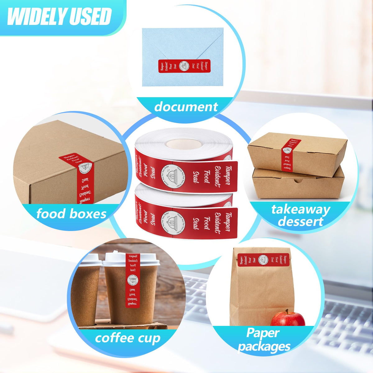 500 Pieces Tamper Evident Stickers for Food Delivery 1.5 x 6 Inches Red Tamper Seal Proof Tape Safe Labels Sealed for Freshness Drink Food Container Pizza Boxes (Red) 500