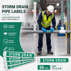 50 Pack Storm Drain Water Pipe Labels, Self Adhesive