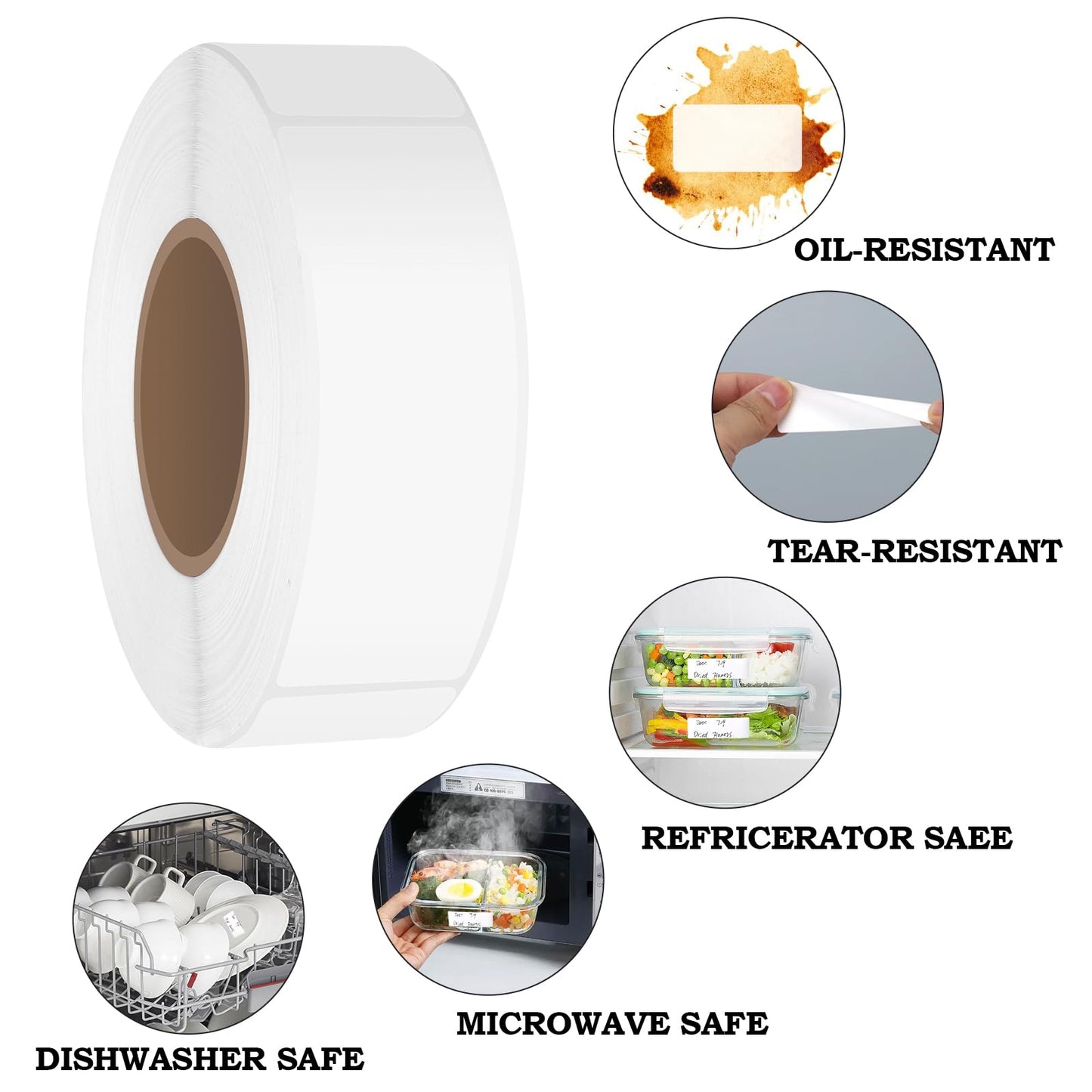 Blank Removable Freezer Labels, Removable Labels Water Oil Resistant for Food Containers Jars Pantry Organization (500-PCS, 1 * 2INCH) 1*2INCH 500-pcs