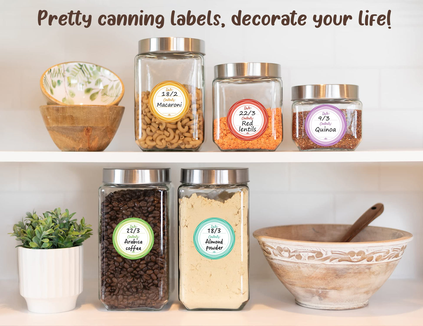 Mason Jar Lid Labels, Removable Canning Label, Waterproof Write-On Meal Prep Label for Food Container, Glass Bottle, Canned Jams, Preserve, Home & Kitchen Organization, 90 (Forest Streams) Forest Streams