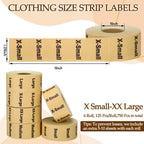 750 PCS XS-2XL Clothing Size Strip Labels