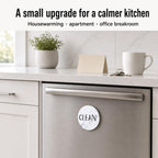 Dishwasher Magnet Clean Dirty Sign, 3.54 Inch Reversible Clean Dirty Magnet for Dishwasher, Waterproof Double Sided Black White Marble Indicator, Kitchen Accessories, 1 Pack