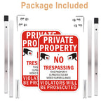 2Pack Private Property No Trespassing Signs with 36 inch Stakes, 14x10 Inches Video Surveillance Warning Sign for Home House Yard Security, Fade Resistant Aluminum 10X14" with stake
