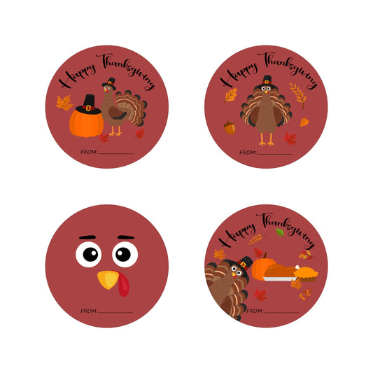 2" Thanksgiving Stickers Set， Turkey & Pumpkin, Thanksgiving Envelope Seals, 4 Styles 10 Adhesive Labels Each, Fall Thanksgiving Stickers，Party Supplies & Favors for Thanksgiving - A01