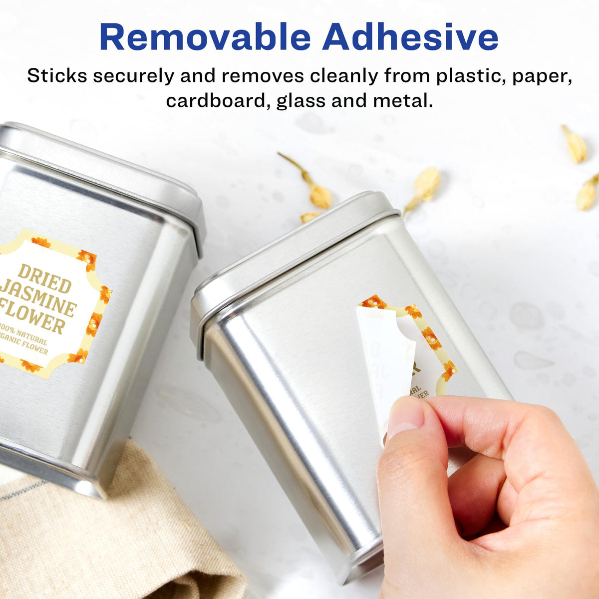 Avery® Matte White Removable Square Scalloped Labels, Sure Feed® Technology, Print-to-The-Edge, 1-5/8" x 1-5/8", 1,000 Removable Labels, Laser/Inkjet Printable 1,000 labels