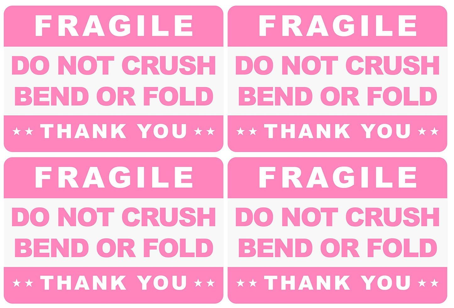Do not Crush Bend or Fold Shipping Stickers, MeshaKippa 2x3" 200pcs Pink Envelopes Mailing Cartons Shipping Warning Labels