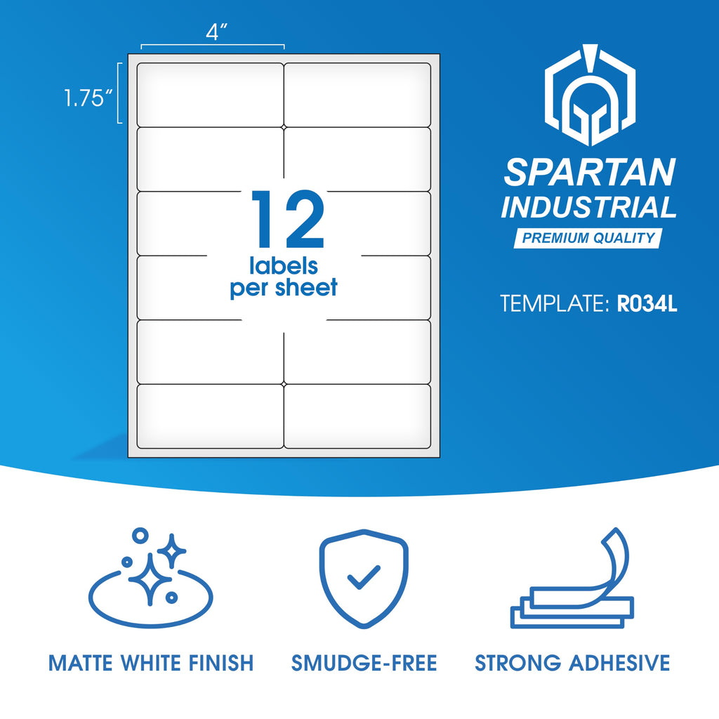 4" X 1.75" Matte White Printable Shipping Labels 1200 Labels