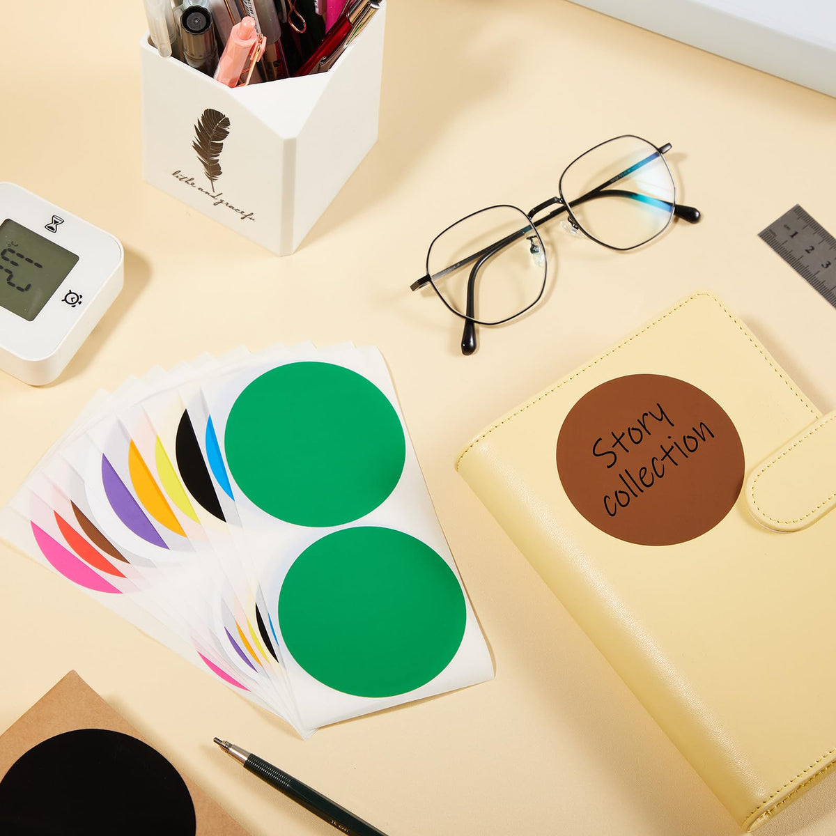 Marspark 600 Pcs 3 Inch Color Coding Circle Stickers Round 10 Colors