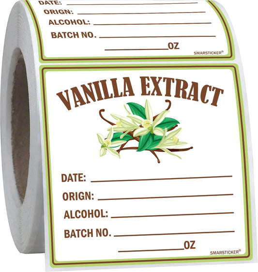 Christmas Vanilla Extract Labels Round Circle Gloss White Labels Homemade Vanilla Stickers for Handcrafted Vanilla Bottles, Gift,Kitchen Pantry,Jar,Organization 250pcs (3 Inch, Color2) 3 Inch