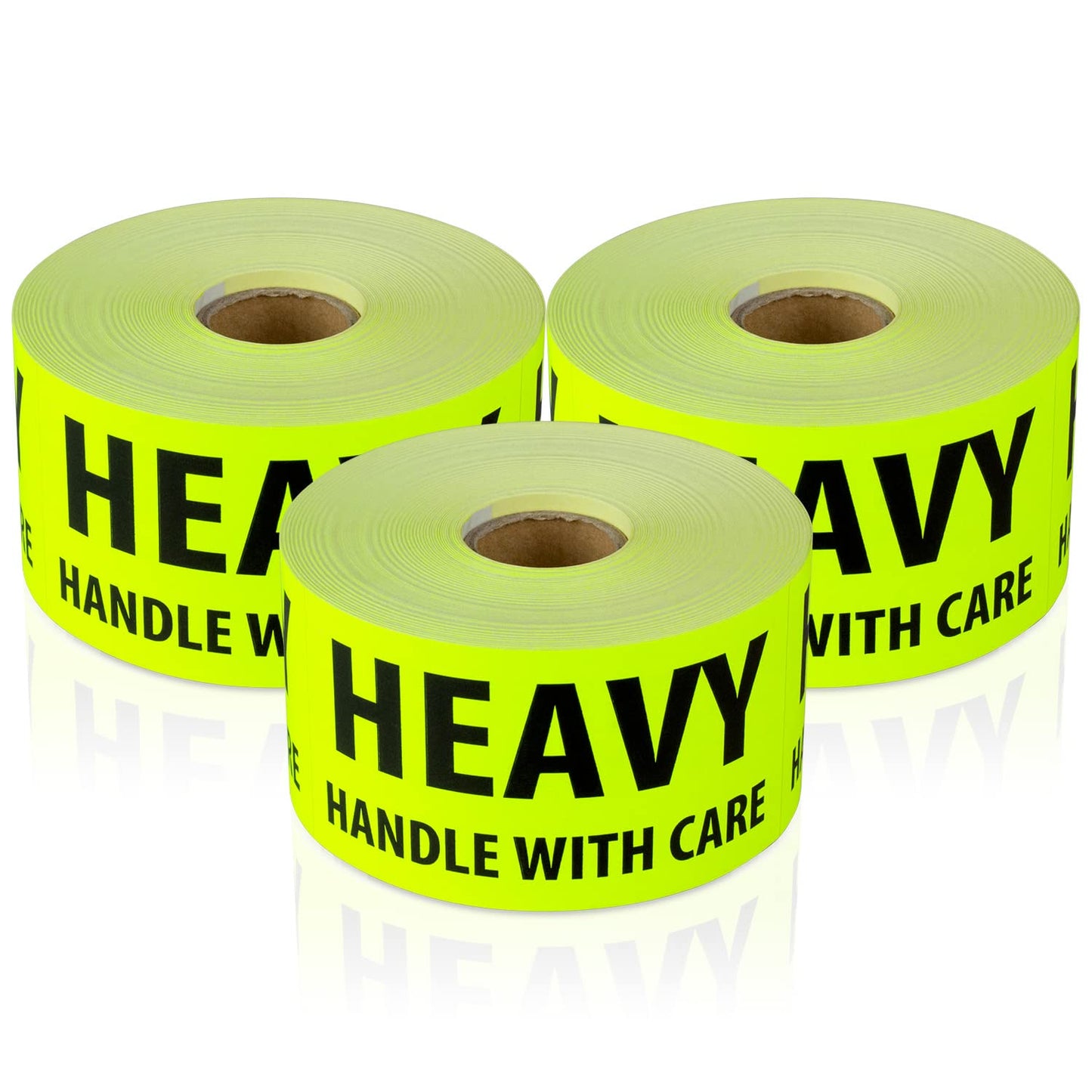 Caution Heavy, Handle with Care Labels (4 x 2 inch, Fluorescent Yellow with Bold Letters - 900 Labels) Warning Heavy Items Stickers for Shipping Heavy Items - Strong Adhesive Heavy - Handle With Care