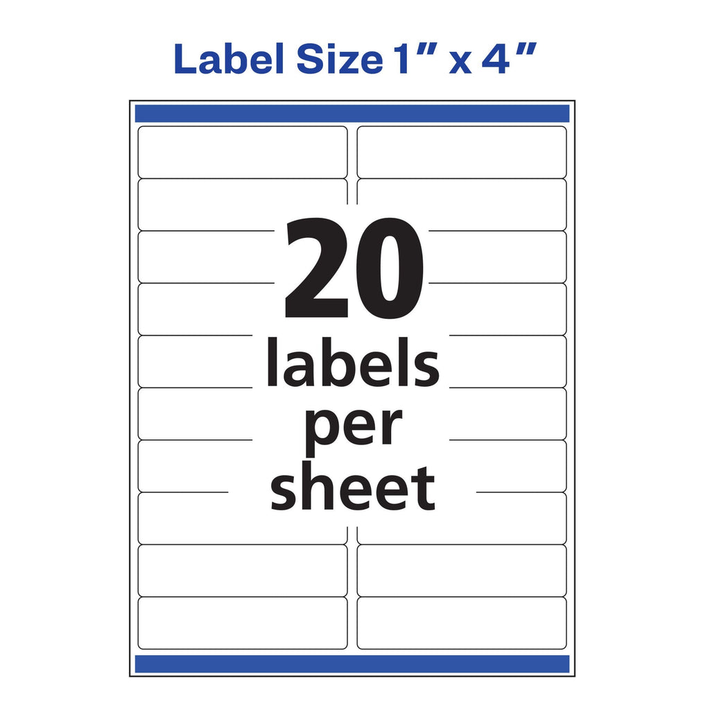 Avery® Rectangle Labels, Sure Feed® Technology, 1" x 4", 200 Glossy White Labels (36451) 200 labels
