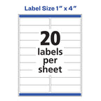 Avery® Rectangle Labels, Sure Feed® Technology, 1" x 4", 200 Glossy White Labels (36451) 200 labels