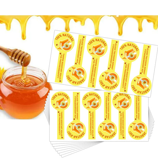 Tamper Evident Seals Labels for Honey Jars 1.5x4 Inch Tamper Proof Honey Stickers Safe Secure Tamper Evident Seals Stickers Bottle Lid Labels for Drink Food Freshness,500 Pcs