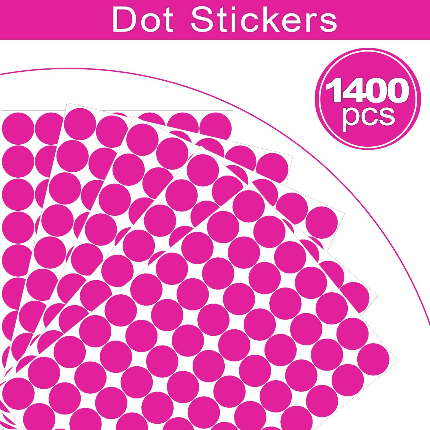1400 PCS Pink Dot Stickers Round Color Coding Labels Polka Circle Dot Label Sticker for Office,Classroom,Papers Etc