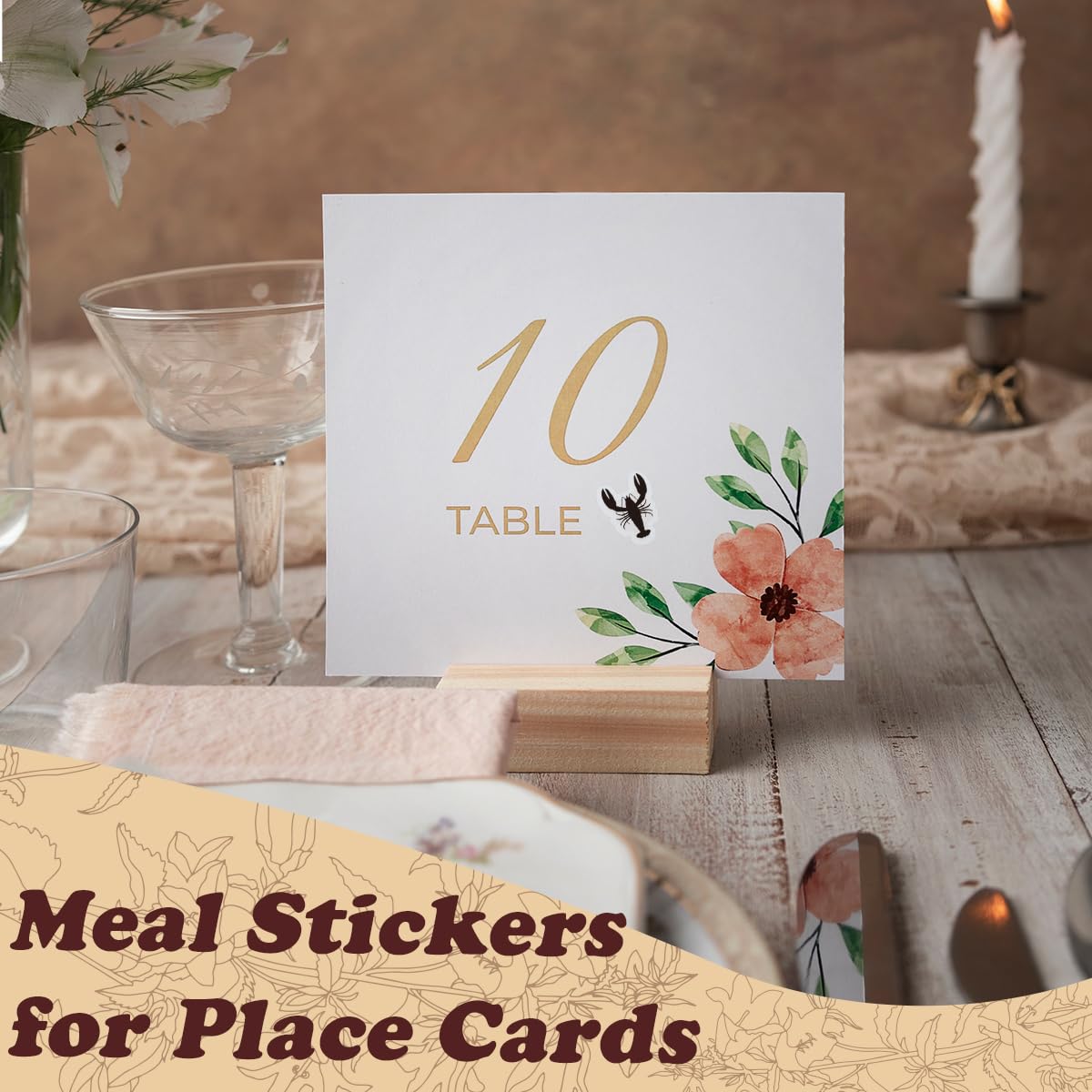 320 Pcs Meal Choice Stickers for Place Cards