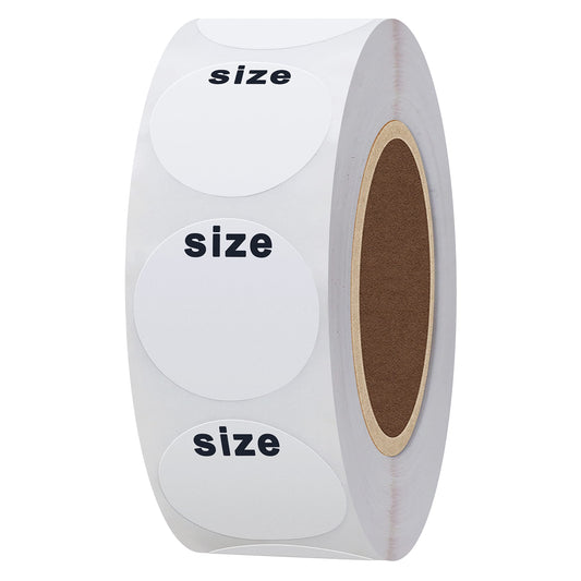 Hybsk White Blank Clothing Size Stickers 1 Inch Round Adhesive Labels for Apparel Retail Total 500 Per Roll
