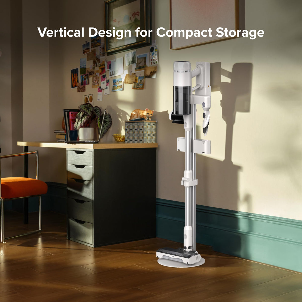 roborock Vacuum Cleaner Floor Stand for H60, H60 Pro and H60 Ultra, Cordless Stick Vacuum Cleaner for Home and Pet Hair, Anti-Tangle Brush, LED Dust Detection, White