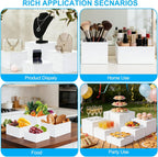 6 Pcs Acrylic Buffet Risers and Stand Food Risers with Mini Sign and Marker