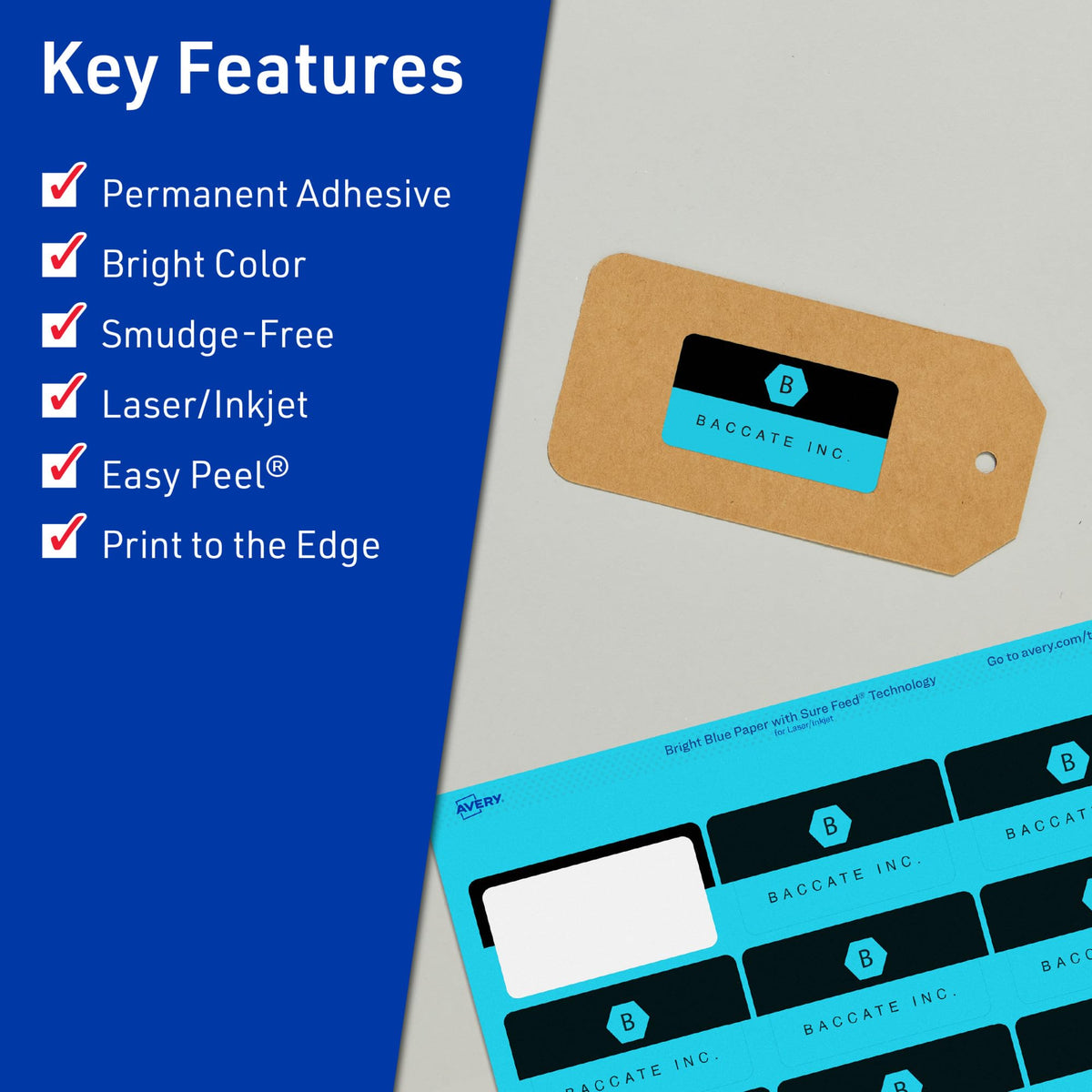 Avery Printable Rectangle Labels, Sure Feed Technology, 3/4" x 3-1/2", Bright Blue Labels, Print-to-The-Edge, Laser/Inkjet Printable, 800 Total, Great for Mailing 800 labels