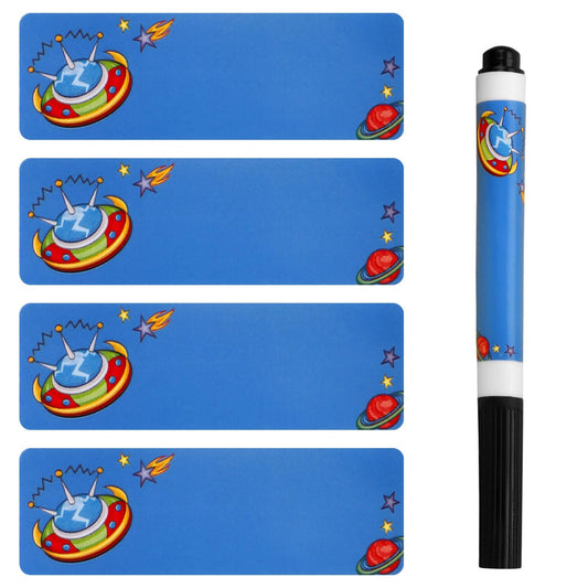 1000pcs Name Tags, Personalized Name Labels Waterproof Name Stickers Cute Stick on Tags for Kids for School Supplies Baby Bottles(Spaceship Style)