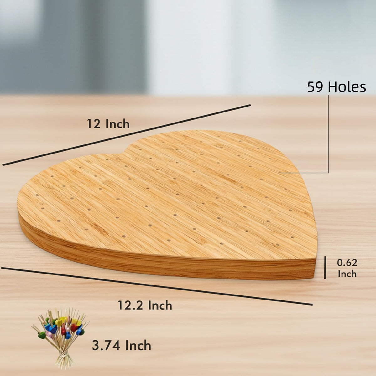 59-Hole Heart Wooden Cake Pop Display Stand with 100 Pcs Sticks