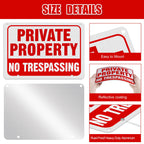 Zonon 6 Pack Metal No Trespassing Sign 12 x 8 Inch Private Property Word with H Stake Reflective Aluminum Security Weatherproof Outdoor Metal Outdoor Keep out Sign, Easy to Mount(Red) Red