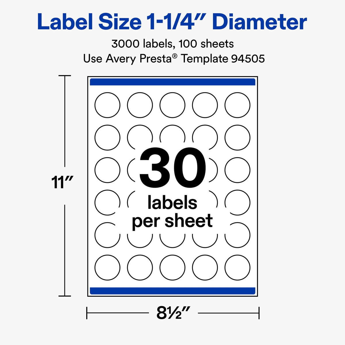 Avery® Matte White Round Labels, 1.25" Diameter, 3000 Total 3,000 labels