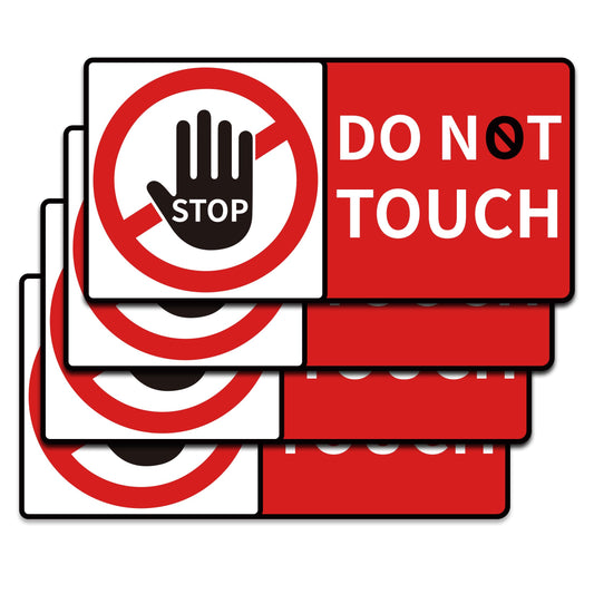 4 PCS Do Not Touch Warning Stickers,Self Adhesive Peel and Stick Vinyl Decal Do Not Use Hand Sign for Wall, Cars, Laptops, Glass, Toolbox Rectangle