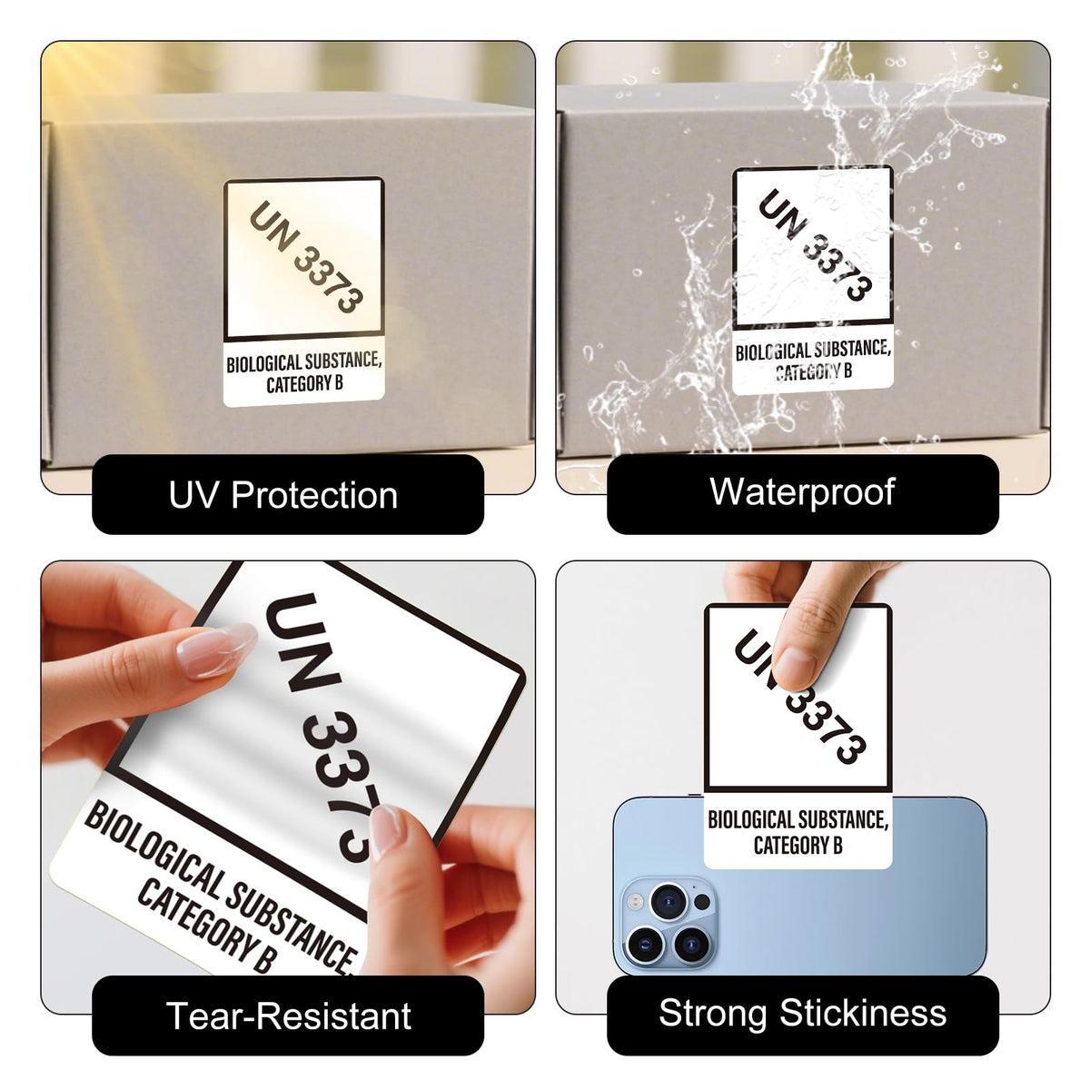 500 PCS UN 3373 Labels 2.75 x 2 Inches Biological Substance Category B Warning Label Stickers