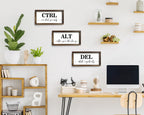 Pinetree Art Motivational Wall Decor for Office, Set of 3 Rustic Wooden Framed Signs, CTRL ALT DEL Inspirational Wall Art for Home Office, Classroom, Desk Wall, Positive Mindset Decor, (6"x12"x3) 6"x12"x3 rusitc