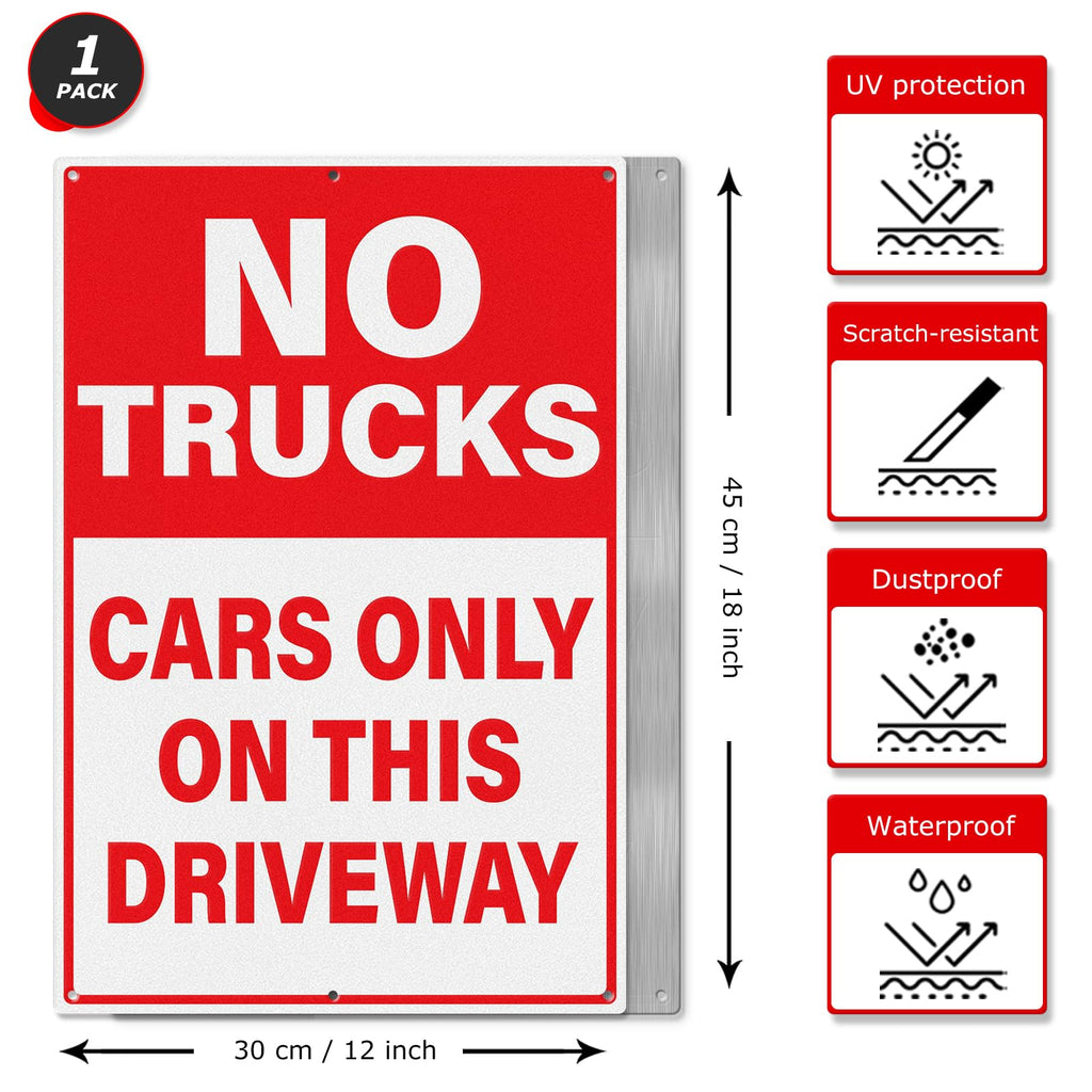 No Trucks Cars Only On This Driveway Sign 18 × 12 Inches