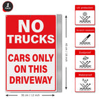 No Trucks Cars Only On This Driveway Sign 18 × 12 Inches