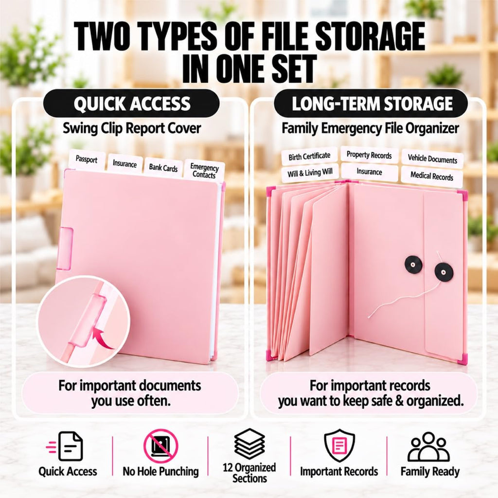 Important Document Organizer, Extra-Thick in Case I Die Binder with Labels Pink