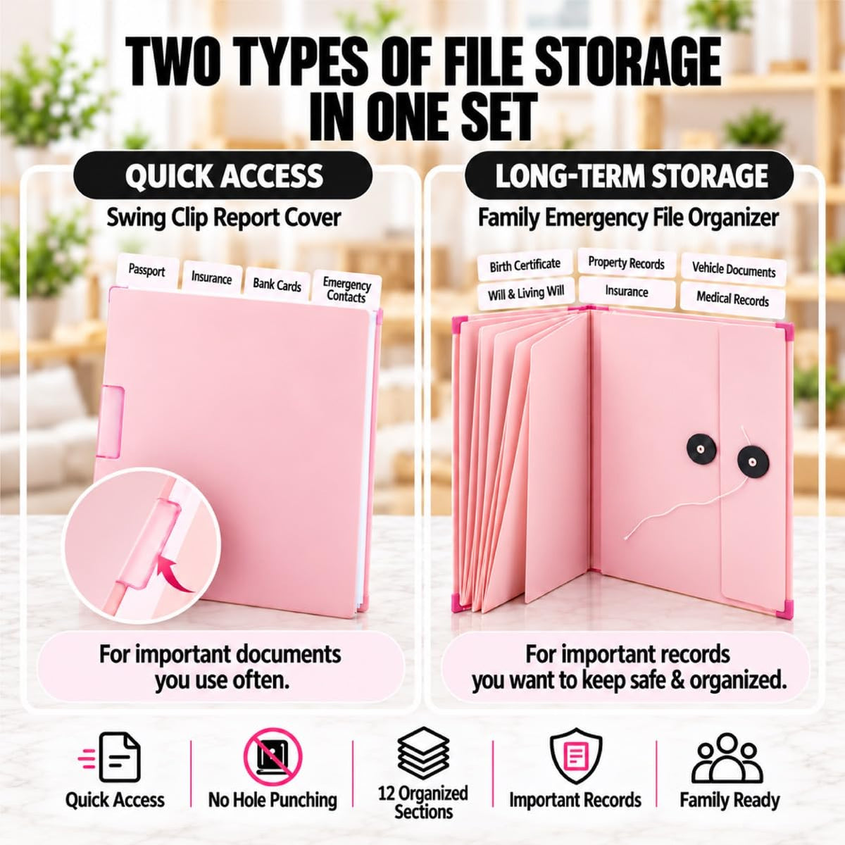 Important Document Organizer, Extra-Thick in Case I Die Binder with Labels Pink