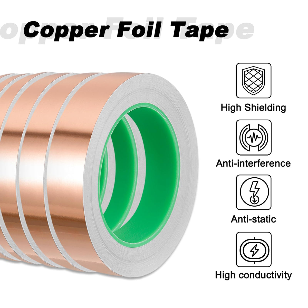 PATIKIL Copper Foil Tape, (0.24 Inch x 66 FT, Brass) (1 Set), Double Conductive Adhesive Tape with Correction Tool, Suit for - Guitar EMI/RFI Shielding/Electrical Repairs 0.24 Inch x 66 FT 1