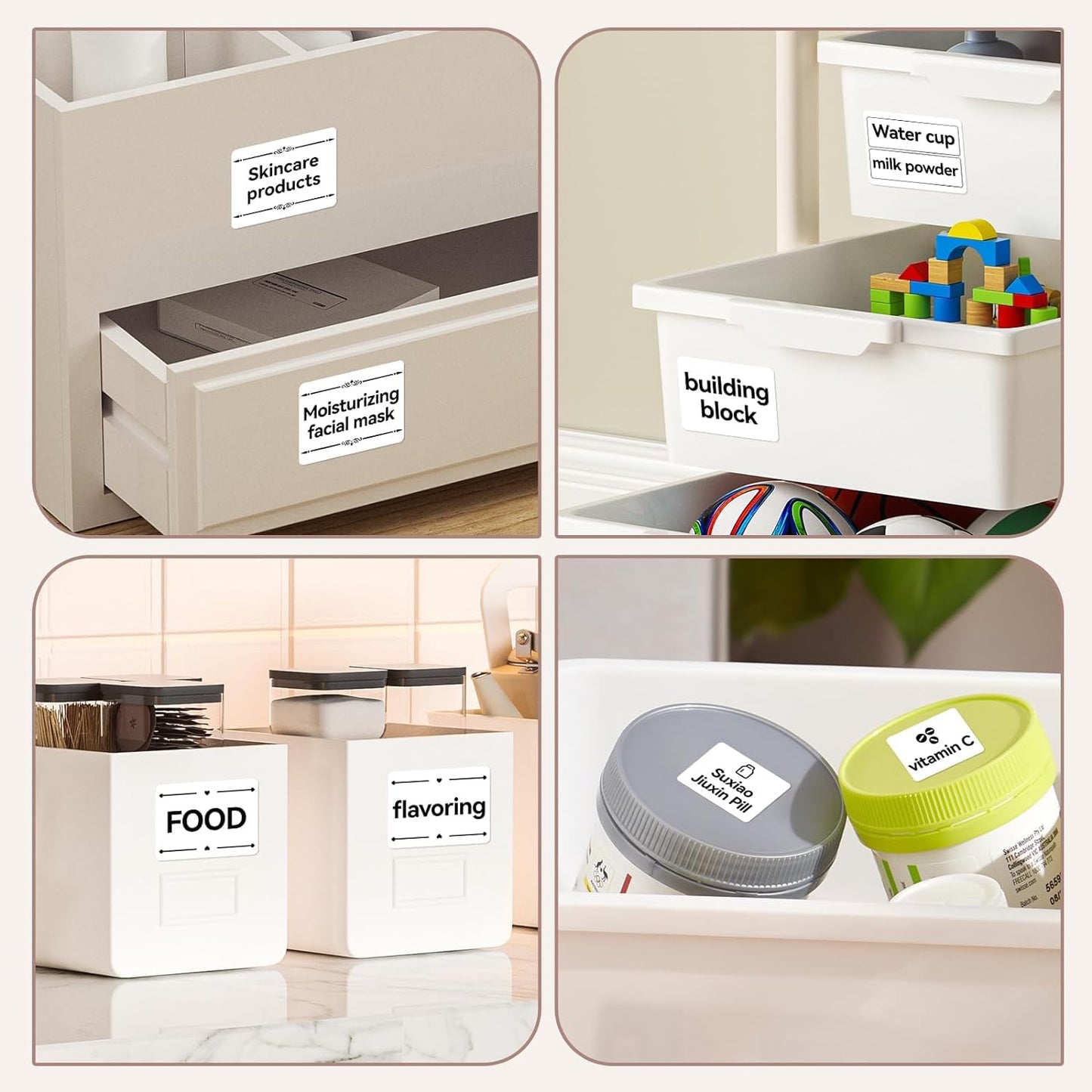 Storage Bin Labels for NIIMBOT B1 B21 B3S, 1.57'' x 1.18'' (40x30mm) Kitchen Labels for Containers, Waterproof, Oil-Proof and Tear-Proof Thermal Printer Labels 40x30mm-white