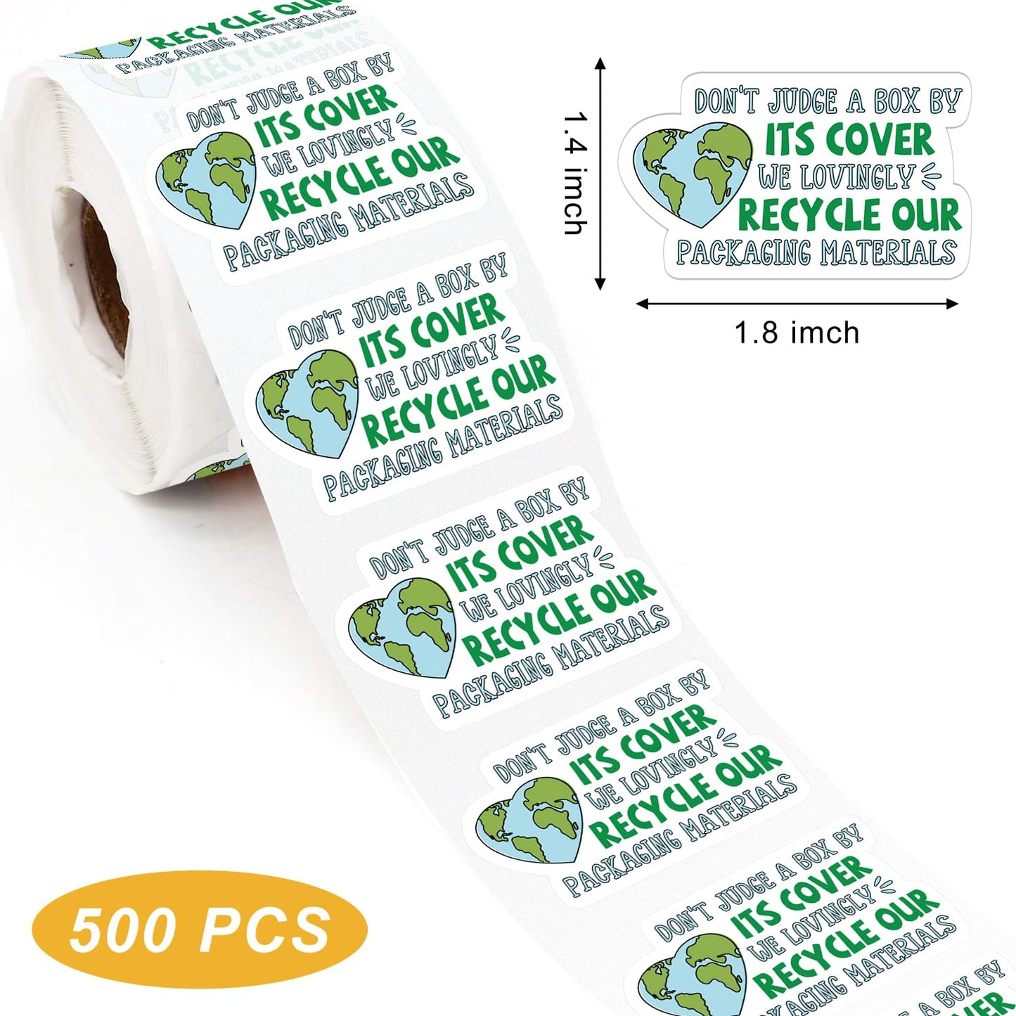 500Pcs Cute Small Business Stickers Lable, Funny Packaging, Thank You Package Sticker, Recycle Recycling Sticker, Reused Box, Mail Envelopes Shipping Stickers Don't Judge a Box