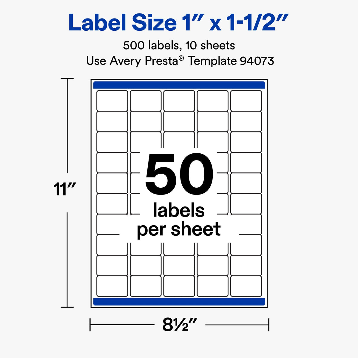 Avery® Durable White Rectangle Waterproof Labels, 1" x 1.5", Laser/Pigment-Based Inkjet Printer Compatible, 500 Printable Labels Total, Great for Branding, Packaging, and More 500 labels