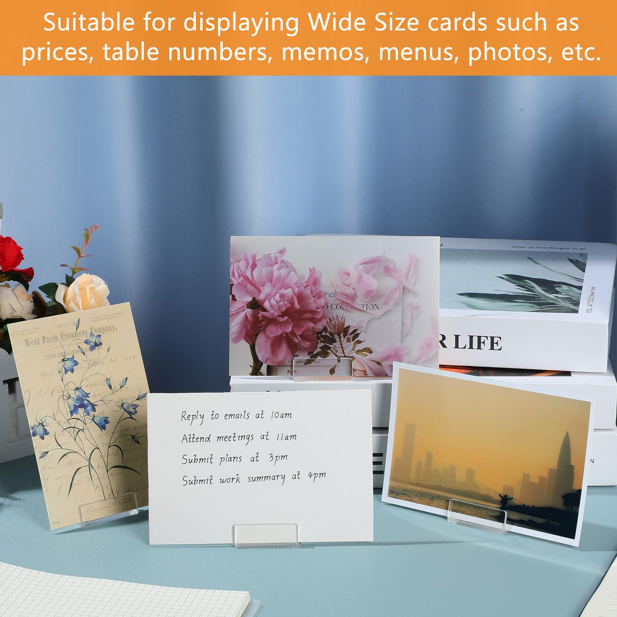 CroBlissful 30 Pcs Acrylic Place Card Holders, Small Table Sign Stand