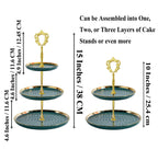 8 Sets 13.5’’ 3-Tier Cake Tray Stand Handle, Multi-Tier Metal Dessert Fruit Center Rod Heavy Duty Hardware Holder for Wedding Party Birthday Cupcake Platter Stand Fittings - Gold Flowers
