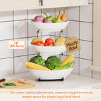 Lifewit 3 Tier Fruit Bowl for Kitchen Counter, Tiered Plastic Serving Tray Black Standard(3 Tier)