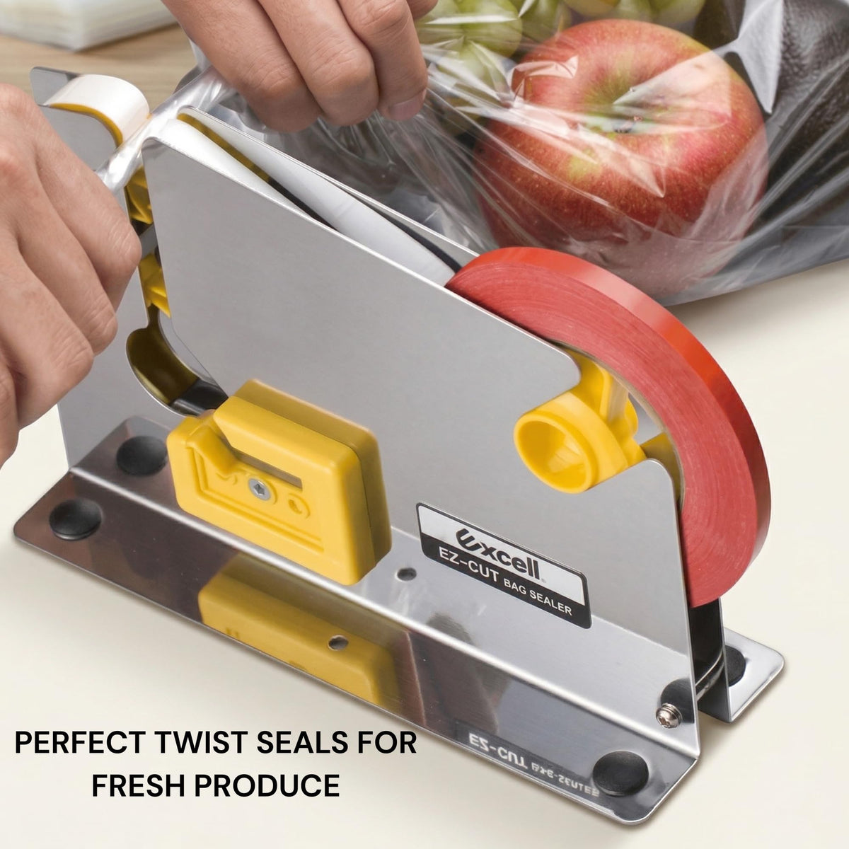 by Excell Tape Bag Sealer with Integrated Trimmer & Stabilizer, ET-606STK Stainless Steel