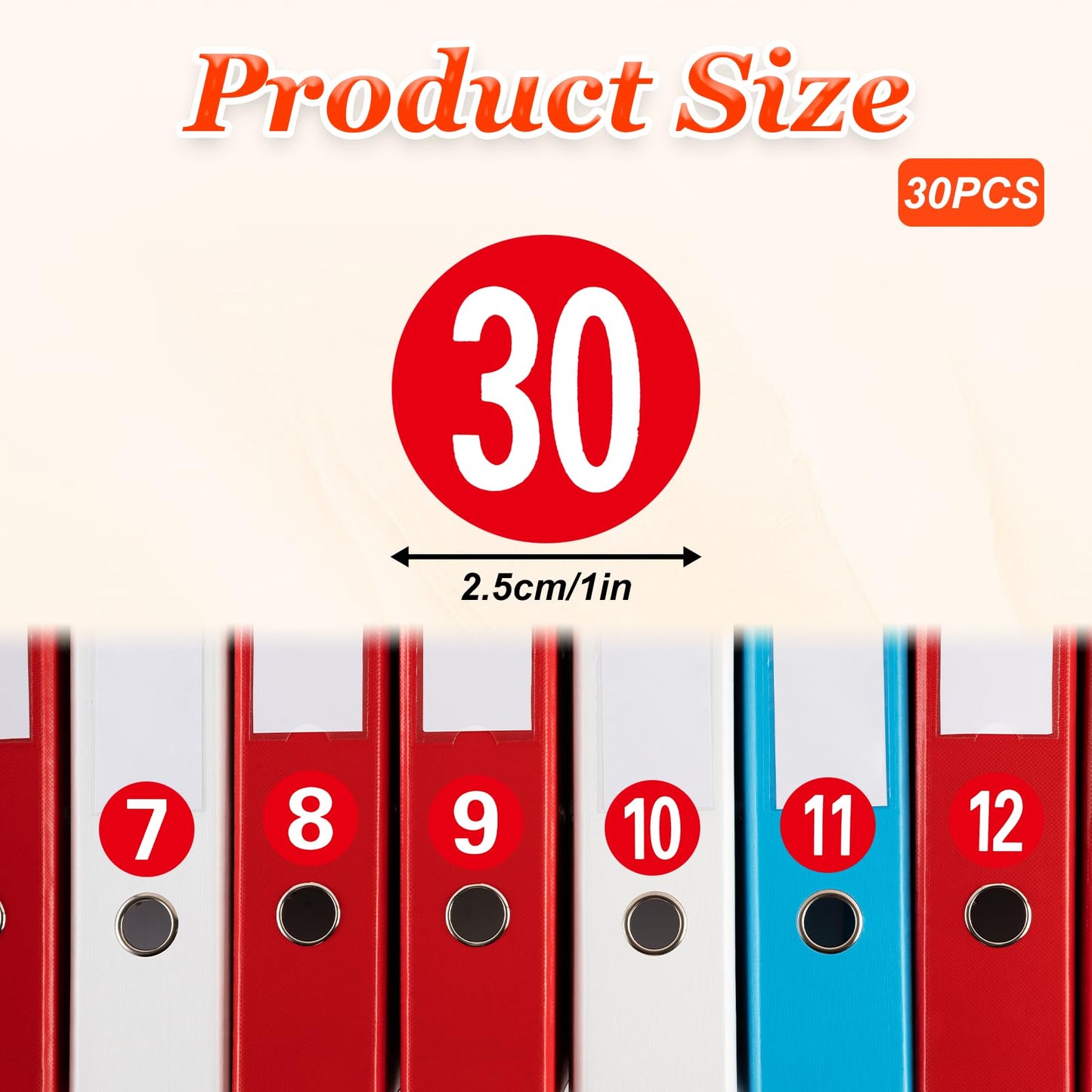Circle Vinyl Number Stickers 1-30, 1 Inch Consecutive Number Labels Stickers Self-Adhesive Stickers Anti-Fading Waterproof Label Decals for Inventory, Storage, Home and Office Organizing(Red)