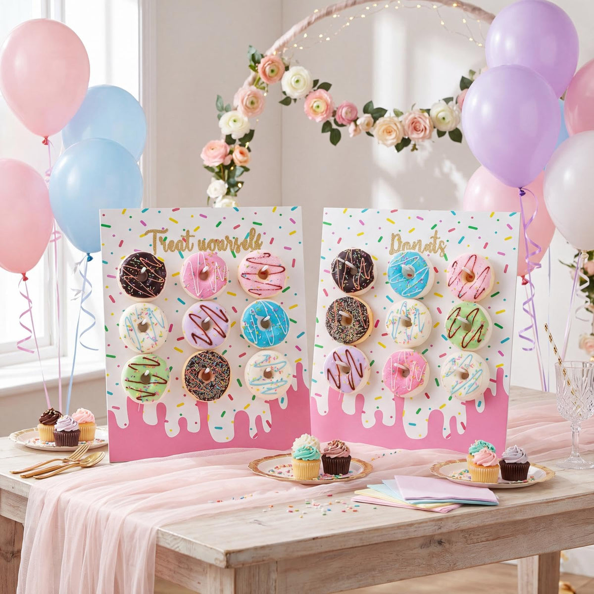 Yerliker 2 Pcs Donut Stand Party Display Holder Board 13.78 x 9.84 Inches