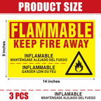 3 Pcs Flammable Keep Fire Away Decal, 9 x 14 Inch