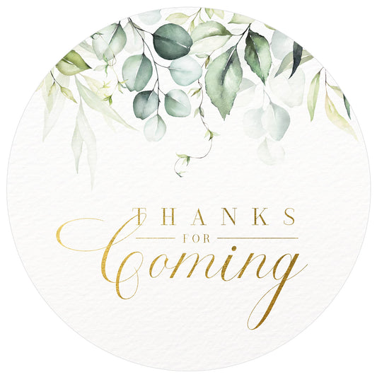 Mobiusea Creation Thank You for Coming Stickers | 2 inch | Gold Foil | 60pcs Waterproof Greenery Thank You Stickers Wedding Labels for Wedding, Bridal Shower, Birthday, Baby Shower, Party Gift Bags