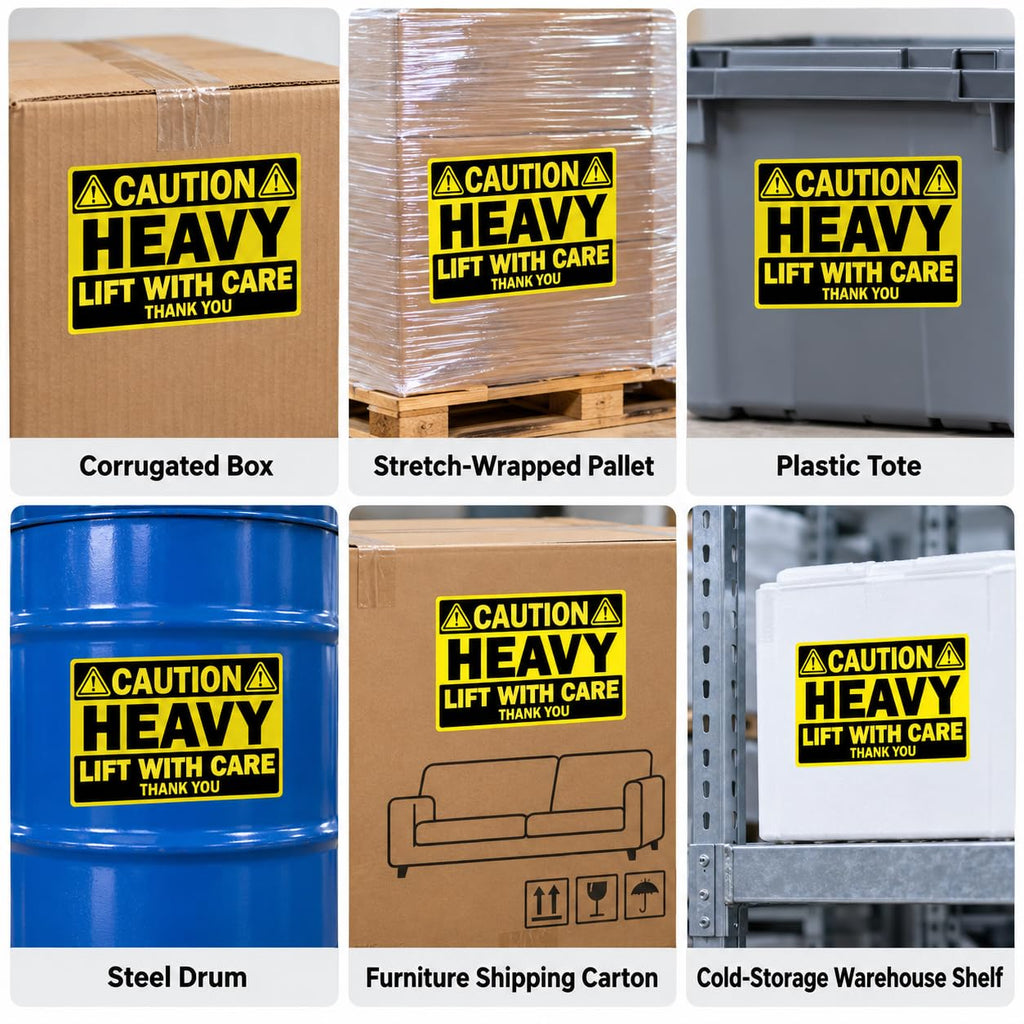 100 Caution Heavy Shipping Labels, 4 x 6 Inch 4x6