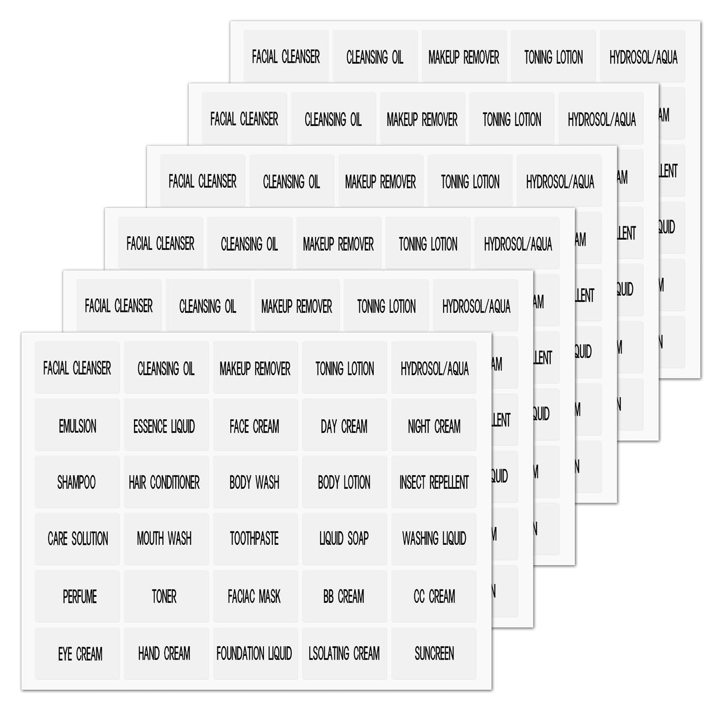 180pcs Waterproof Clear Labels for Travel Size Bottles, Cosmetic Jars, Bathroom Beauty Organization, Refillable Bottles Sticker for Lotion, Cream, Body Wash, Shampoo